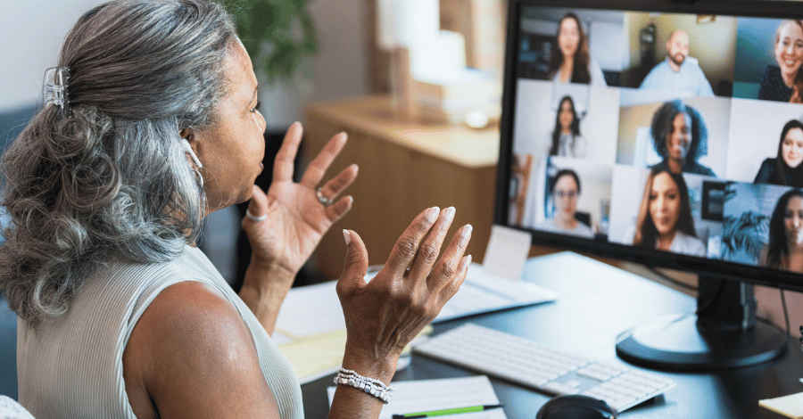 Woman on virtual call